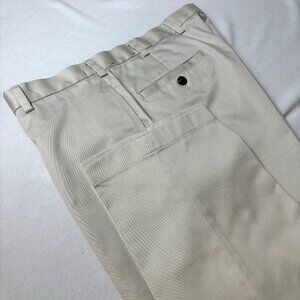 Brooks‎ Brothers Men's Size 35x32.5 Tan Cream Cotton Flat Front Chino Pants